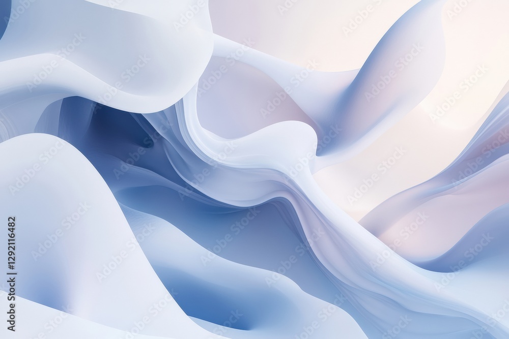 Poster Flowing abstract patterns in soft blue and white hues create a serene and calming visual experience. Generative AI