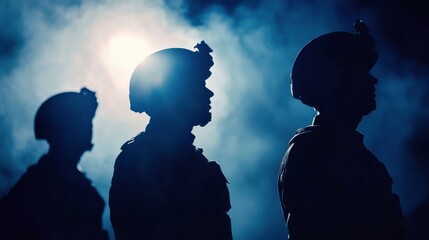 Night Vision Guards in Urban Environment Silhouette