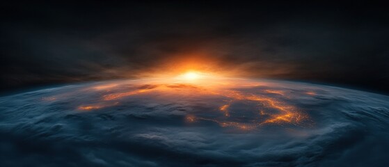 Fototapeta premium earth from space with sunset