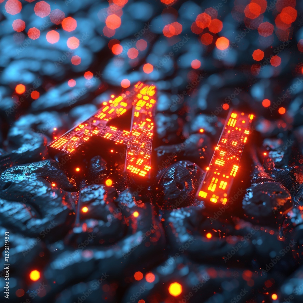 Poster bold ai letters glow brightly intertwined with a detailed brain model and intricate circuitry. the m