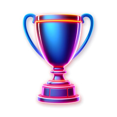 Trophy holographic 3D icon. neon symbol vector illustration isolated on white background. Generative AI