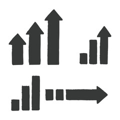 Black Arrow and Bar Graph Icons