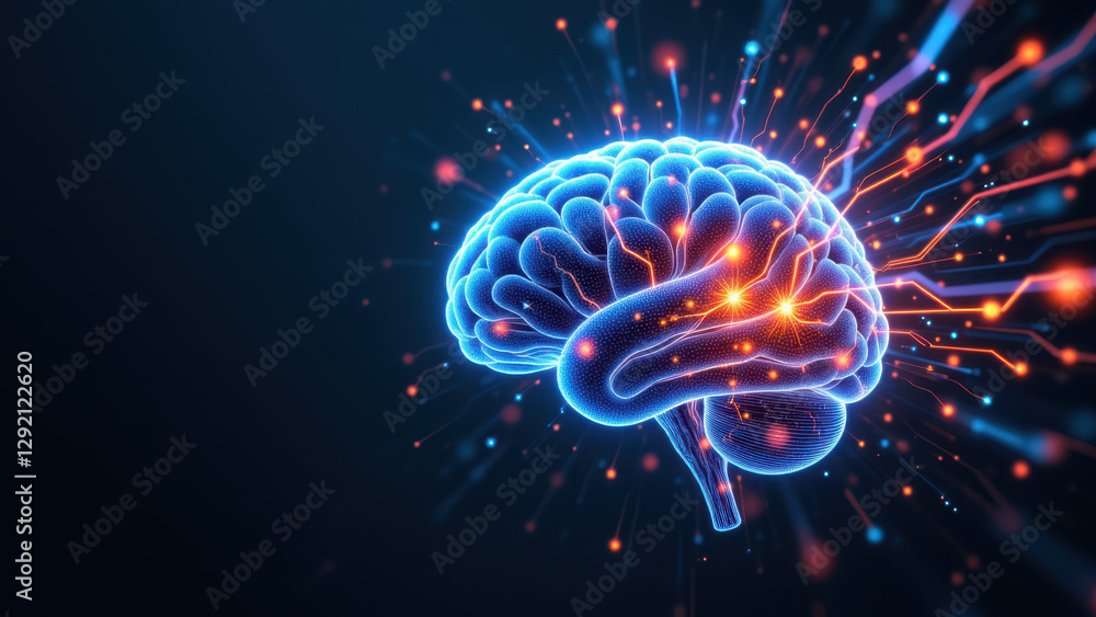 Aufkleber artificial general intelligence - a visual representation of a human brain with colorful particles e