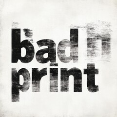 bad print textured text on white background
