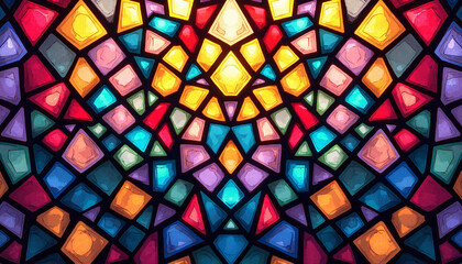 Colorful stained glass artwork in vibrant 