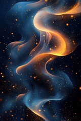 Abstract swirling blue and gold lights on dark background