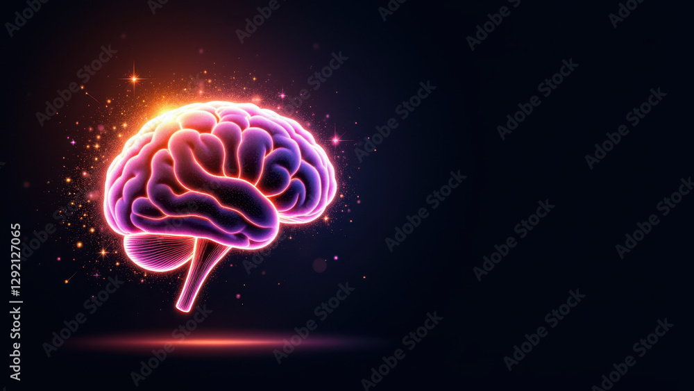 Aufkleber brain with sparkles illustrating artificial general intelligence concepts.
