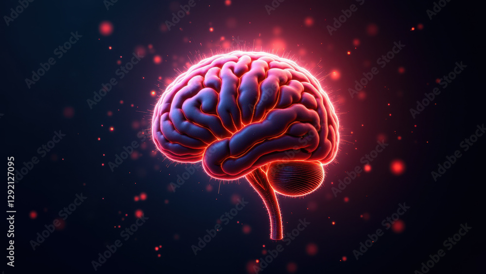 Poster an artistic rendering of a human brain with artificial general intelligence themes.