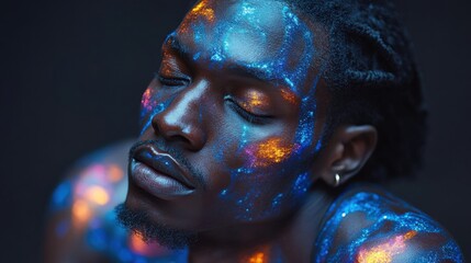 Neon Galaxy Body Paint Portrait