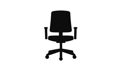 Office chair silhouette front view, workplace, simple design, for presentations,  use in office supplies catalogs