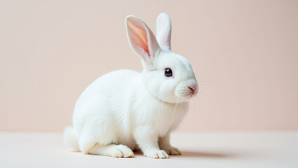 Obraz premium cute white bunny sits