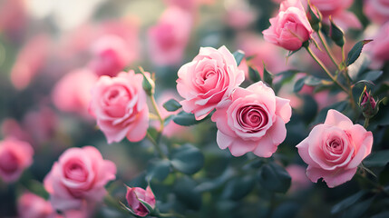 Fototapeta premium Pink roses in garden