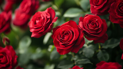 Obraz premium Red roses in garden