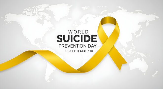 A yellow ribbon symbolizes World Suicide Prevention Day, promoting awareness and support to combat suicide globally.