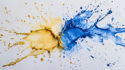 A splash of paint with yellow and blue colors