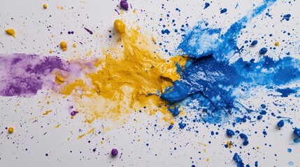 A splash of paint with yellow and blue colors