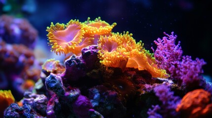 Naklejka premium Vibrant coral reef in aquarium tank