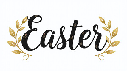 black calligraphic lettering golden easter egg frame isolated
