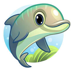 Smiling Cartoon Dolphin Character Illustration