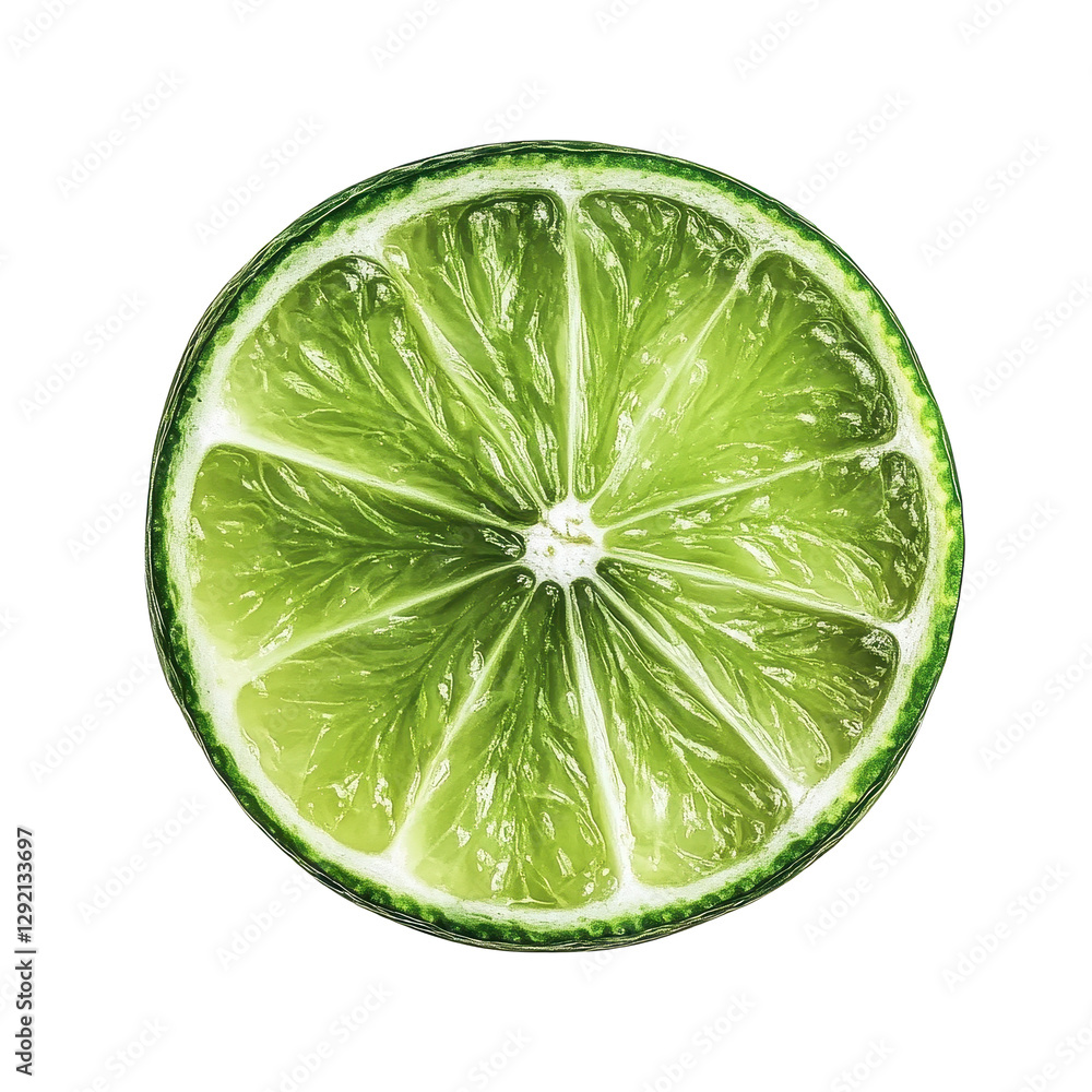 Poster freshly sliced lime isolated on a clean transparent background showcasing vibrant green color and ju