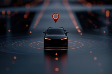 autonomous car with location pin