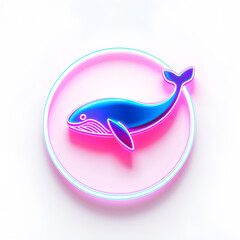 Whale holographic 3D icon. neon symbol vector illustration isolated on white background. Generative AI