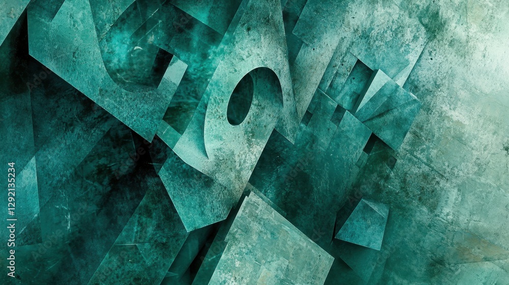 Poster a visually striking abstract background featuring geometric shapes and a soft blue-green color palet