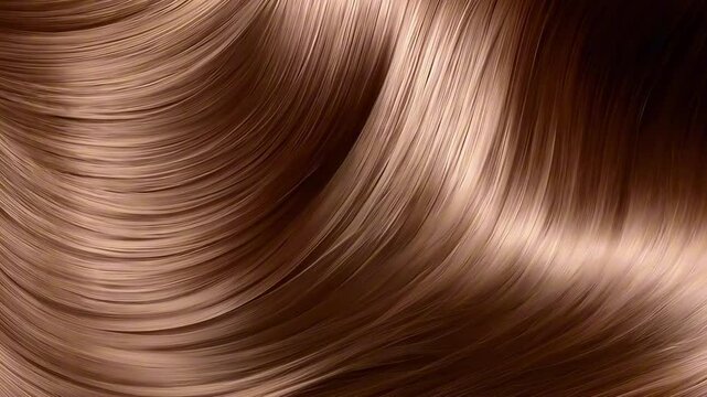 Light brown mocha mousse shiny hair flowing in different directions macro closeup view