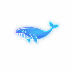 Obraz premium Whale holographic 3D icon. neon symbol vector illustration isolated on white background. Generative AI