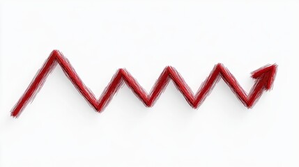 Red Arrow Line Hand Drawn: Red arrow up line hand drawn.