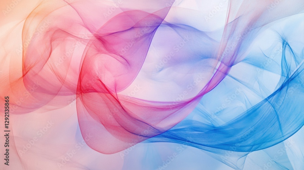 Poster abstract colorful fluid art with blue and pink tones blending together, creating a soft and ethereal