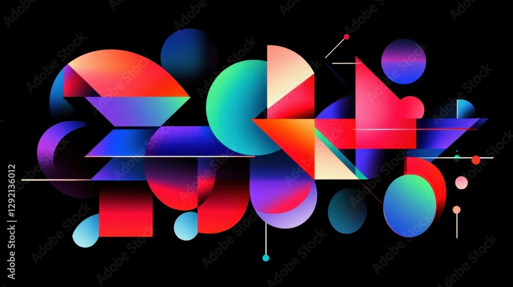 Poster abstract design featuring colorful geometric shapes on a dark background, suitable for digital proje