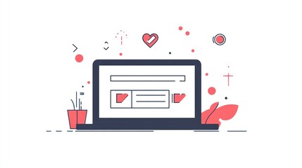 Laptop displaying website with selections, online shopping