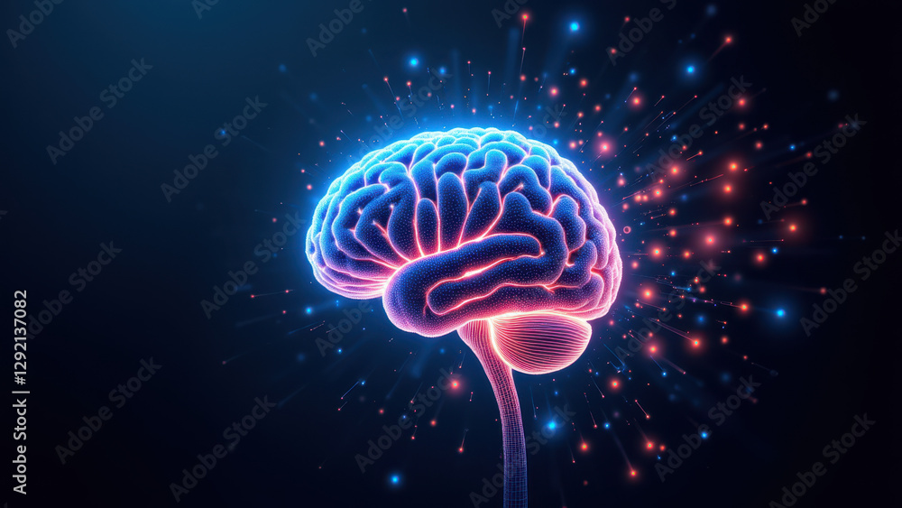 Aufkleber brain with fireworks exploding from it, symbolizing artificial general intelligence or ai's creative