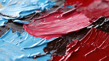A painting with a lot of red and blue paint