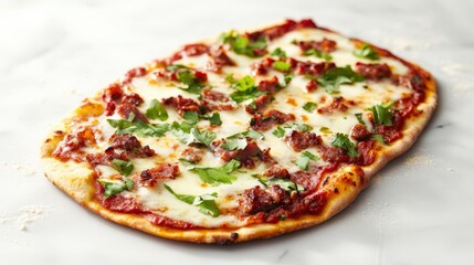 flatbread pizza with sausage and parsley