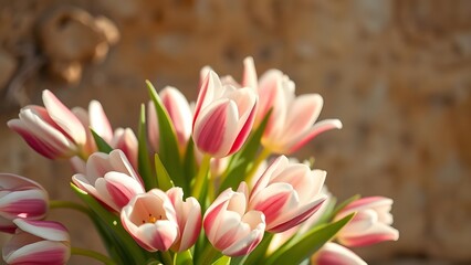 Naklejka premium Soft Light and Tulip Bouquet Cinematic Composition in Muted Tones