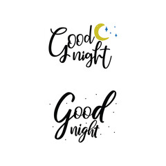 Set Of Good Night Lettering Vector Design.