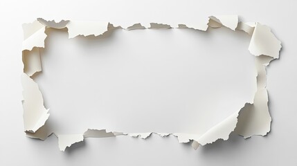 Torn Paper Hole Frame: Torn hole in the sheet of paper, paper frame isolated on transparent background,