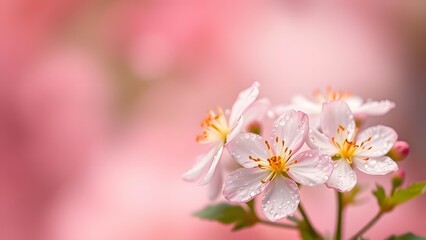 Obraz premium Blooming Beauty Spring Morning with Dewdrops and Dreamy Bokeh
