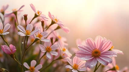 Obraz premium Whispers of Spring Dew-kissed Flowers in Vintage Charm