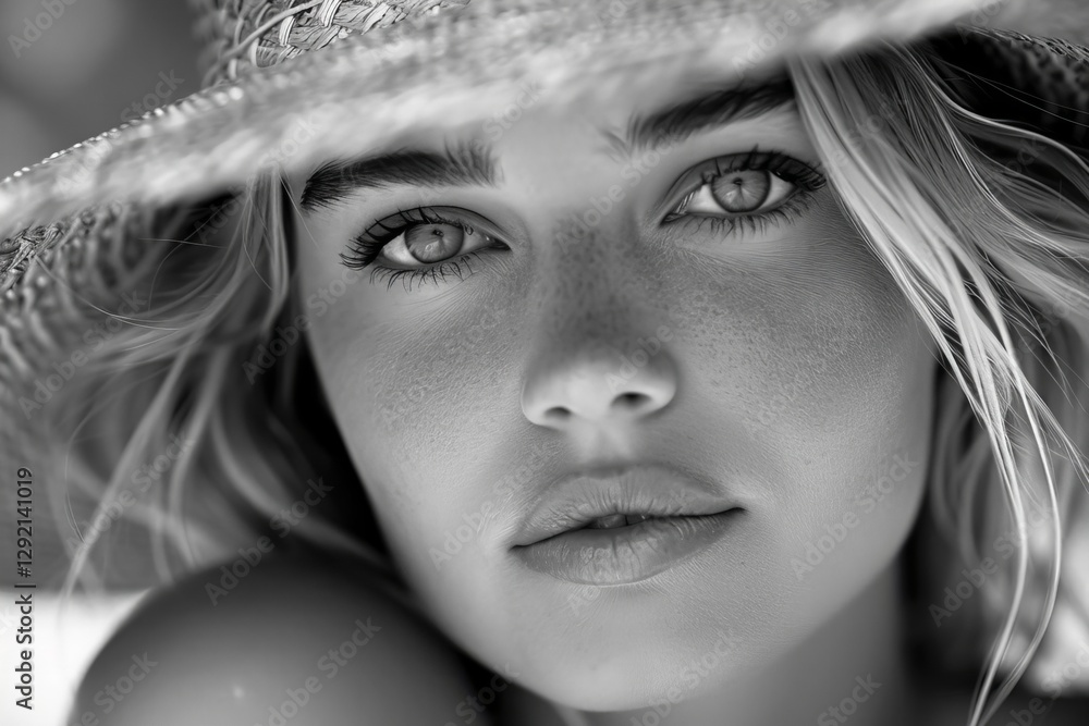 Poster black and white color scheme to create a dramatic and editorial feel.