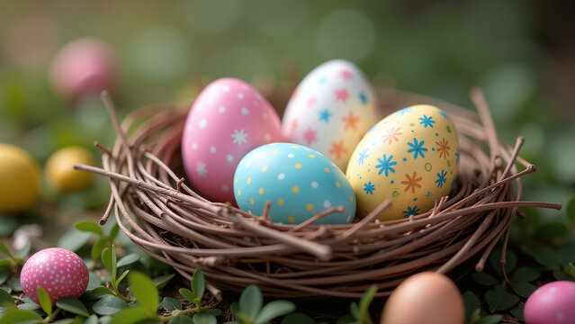 easter eggs pussy willow nest colorful - Powered by Adobe
