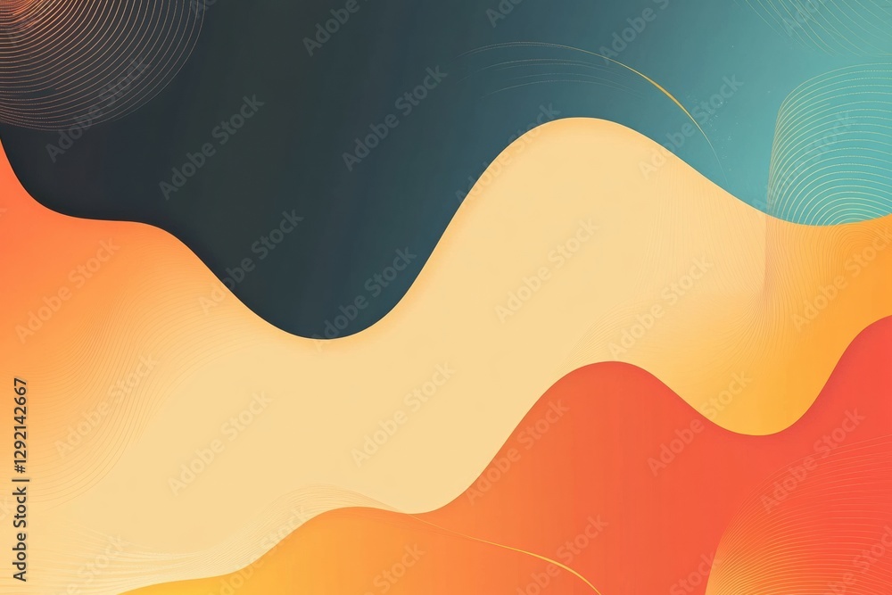 Poster Colorful abstract waves create a dynamic and engaging backdrop for creative projects and digital designs. Generative AI