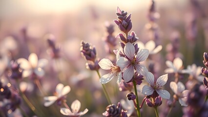 Ethereal Spring Blossoms Dewy Flowers in Vintage Film Style