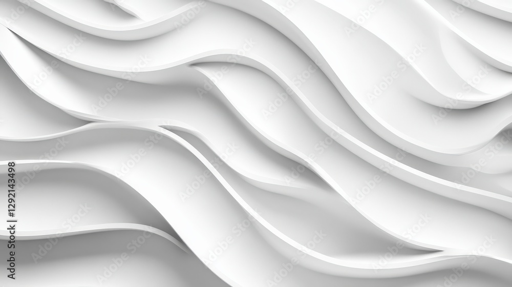Poster abstract white waves creating a textured surface with soft shadows and highlights, ideal for backgro
