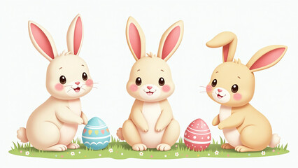 easter themed vectors featuring cute bunnies eggs ideal printing digital