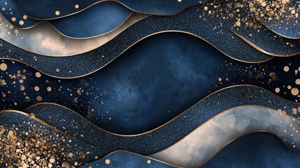 Obraz premium A blue and white background with gold and silver glitter