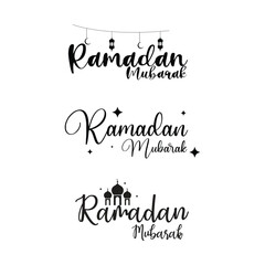 Set Of Ramadan Kareem Lettering Vector Design.