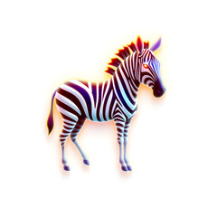 Fototapeta premium Zebra holographic 3D icon. neon symbol vector illustration isolated on white background. Generative AI